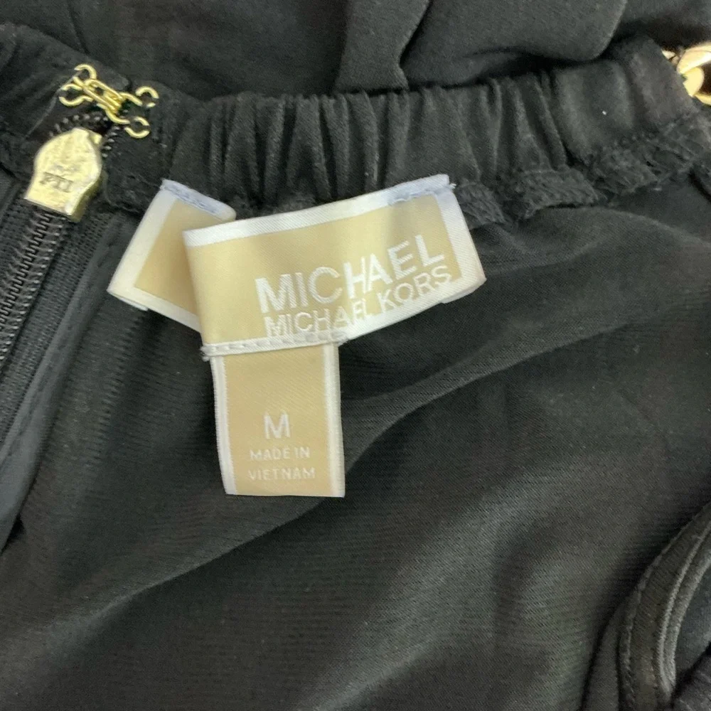 Michael Michael Kors Black Chain Strap Cocktail Shift Dress Size M